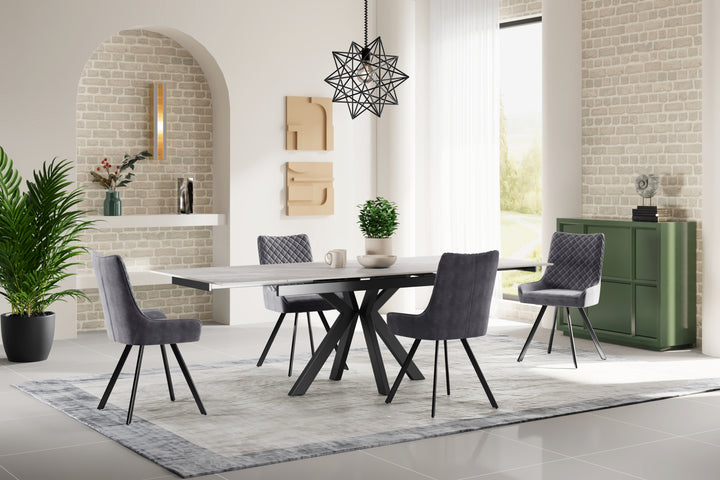 Vivenne Ceramic Argento Grey Dining Table