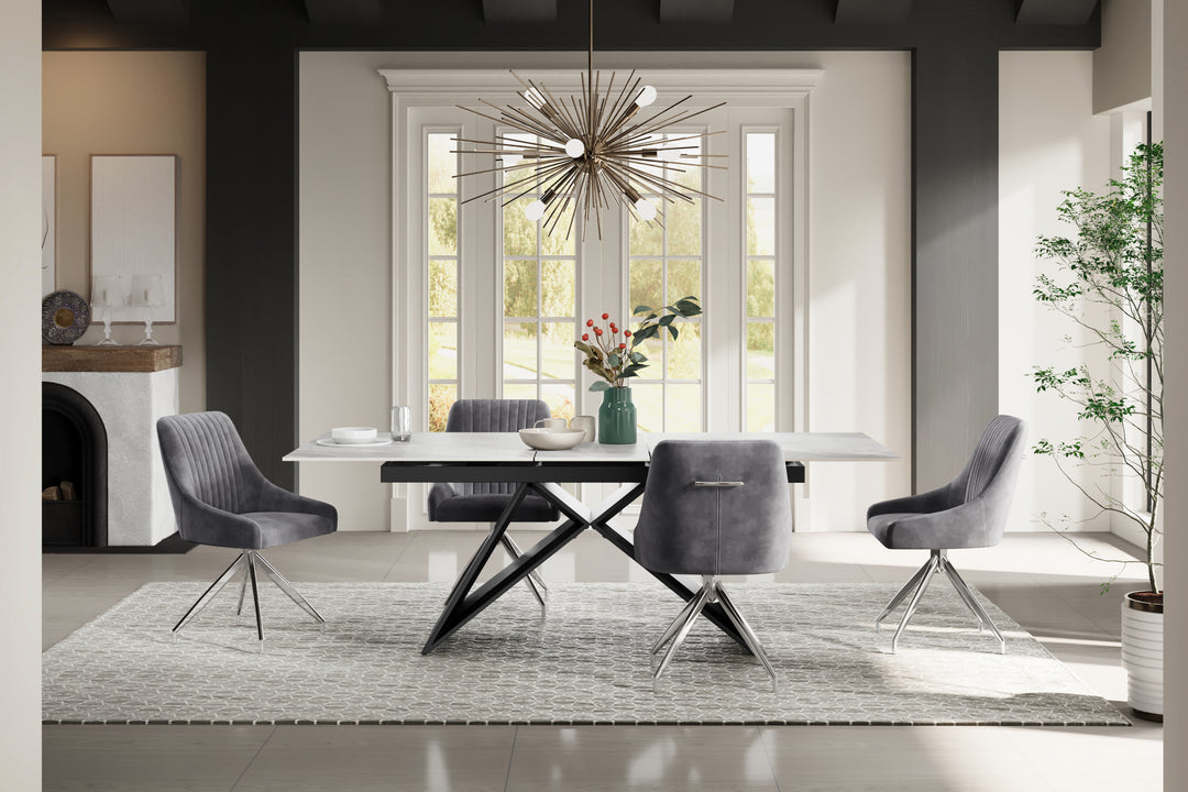 Terrance Ceramic Argento Grey Dining Table