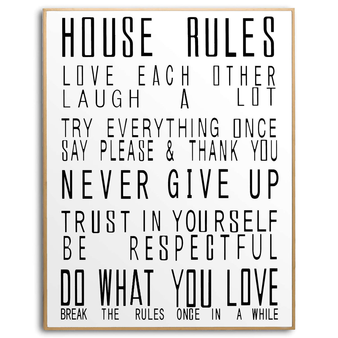 Large Glass House Rules Wall Art - 20306