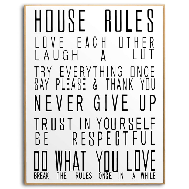 Large Glass House Rules Wall Art - 20306