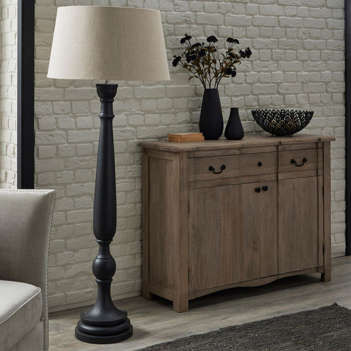 Delaney Grey Droplet Floor Lamp With Linen Shade - 22665