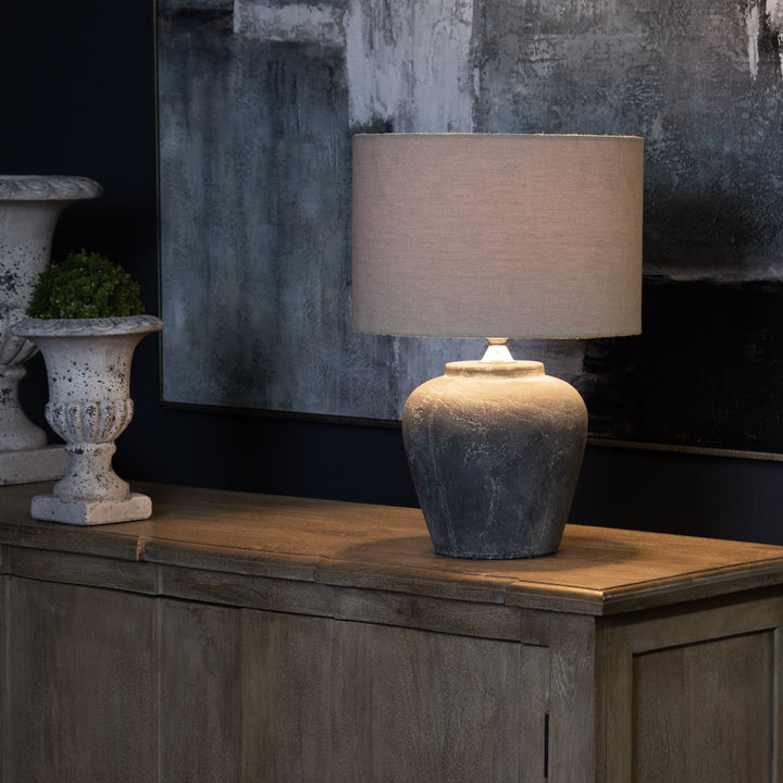 Amalfi Grey Table Lamp With Linen Shade - 23013