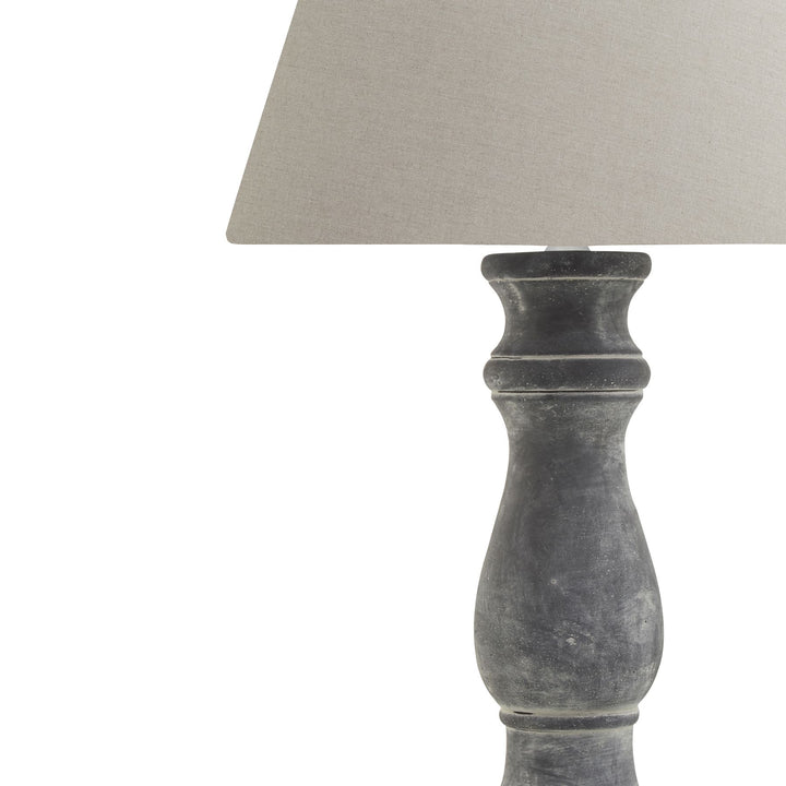 Amalfi Grey Candlestick Table Lamp With Linen Shade - 23024