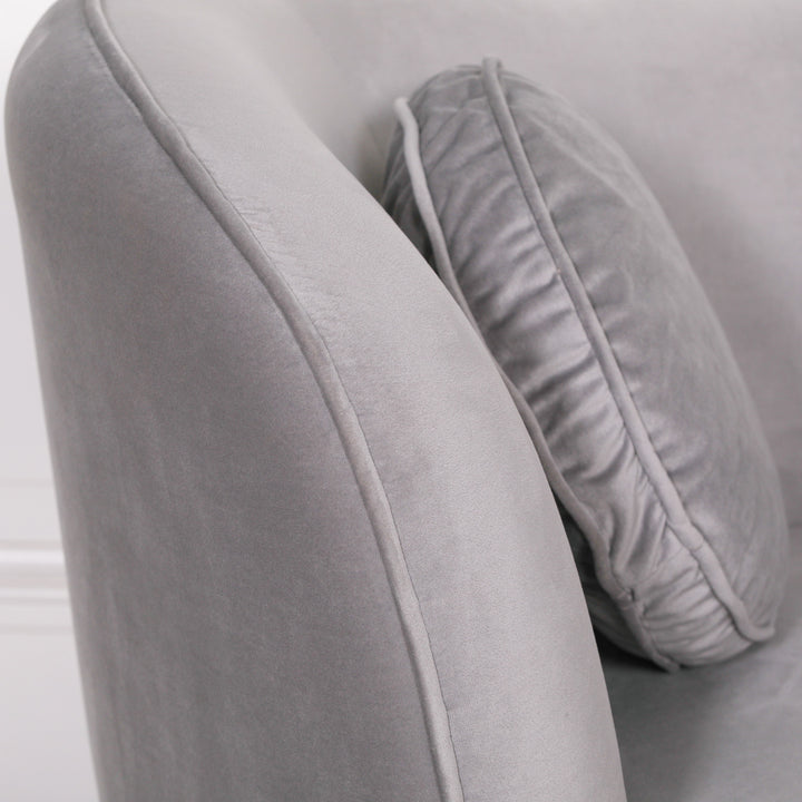 Grey Velvet Armchair With Cushion