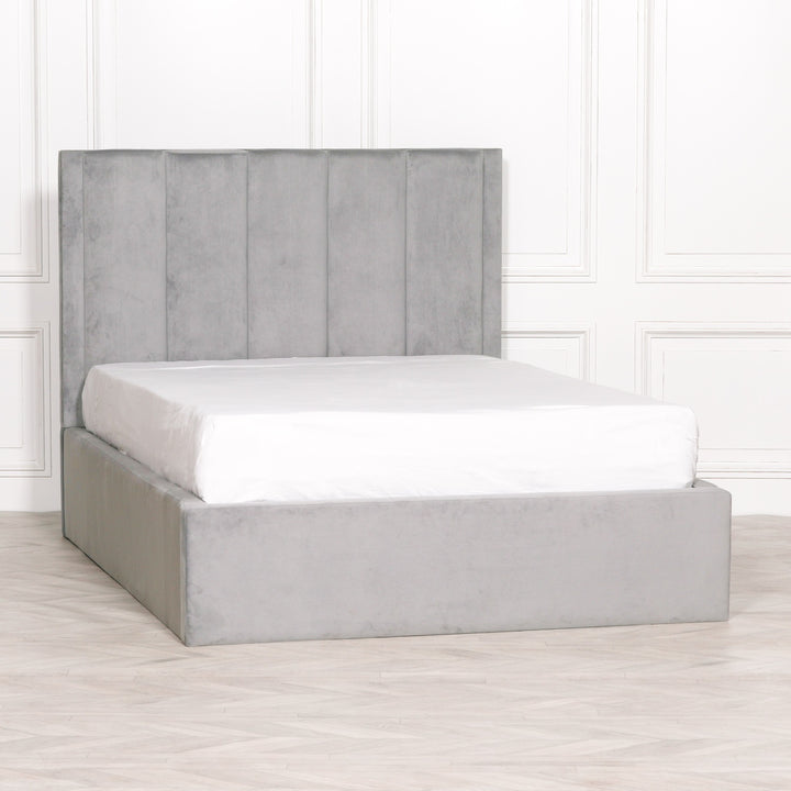 Grey Velvet King Size Bed 5FT Bed