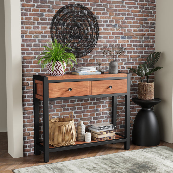 Marcellus Acacia Collection 2 Drawer Console