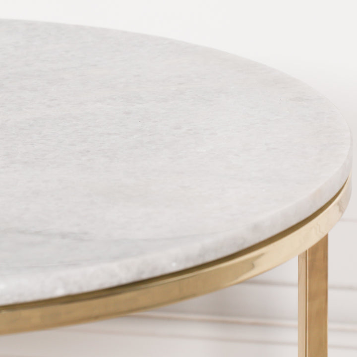 Gold Metal Side Table With Marble Top