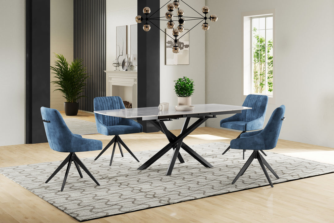 Olympia Argento Grey Ceramic Dining Table