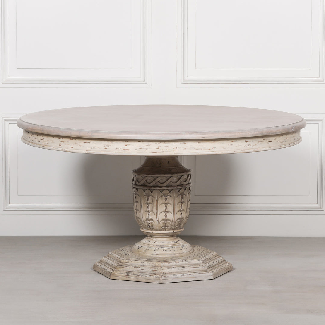 HEAVY DISTRESSED 145CM ROUND DINING TABLE