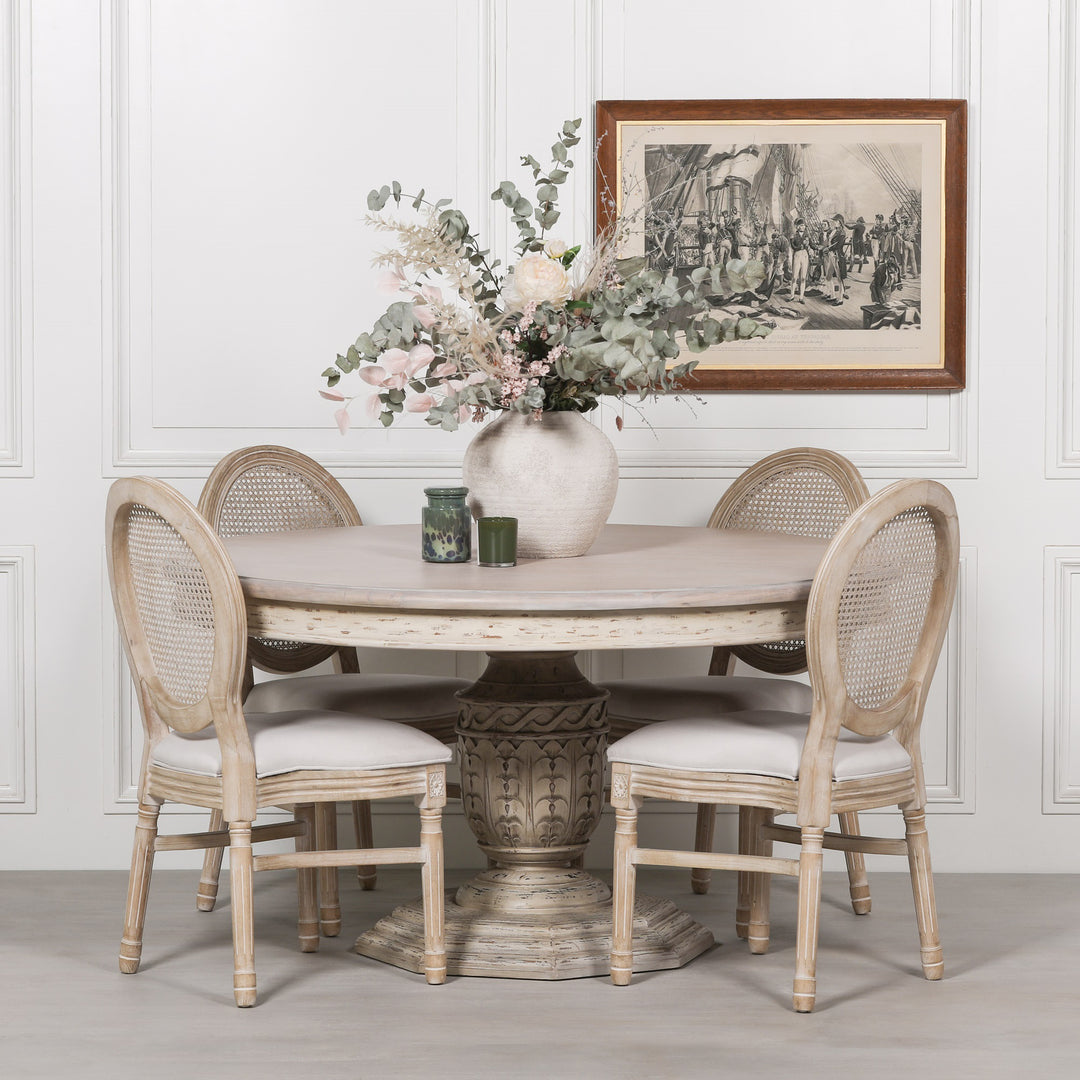 HEAVY DISTRESSED 145CM ROUND DINING TABLE