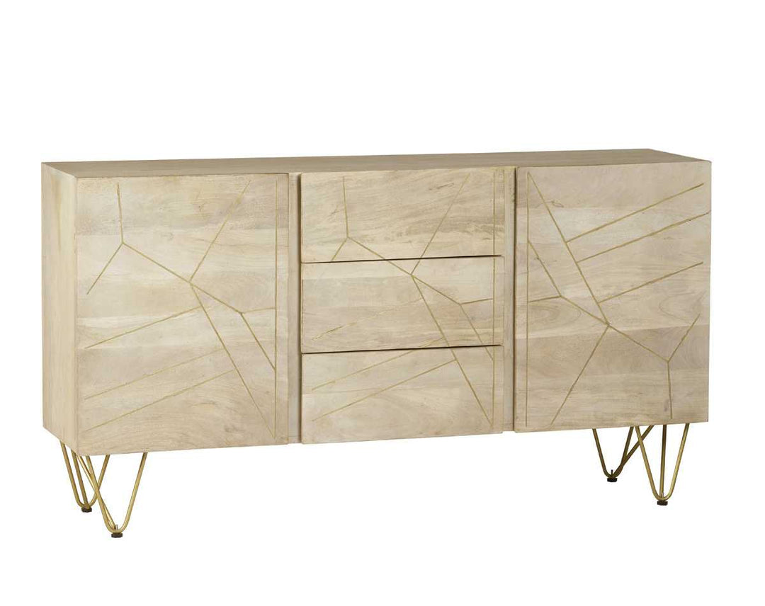 Dark Gold Extra Large Sideboard 3 Drawers And 2 Doors