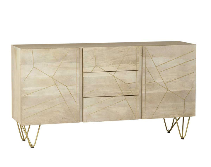 Dark Gold Extra Large Sideboard 3 Drawers And 2 Doors