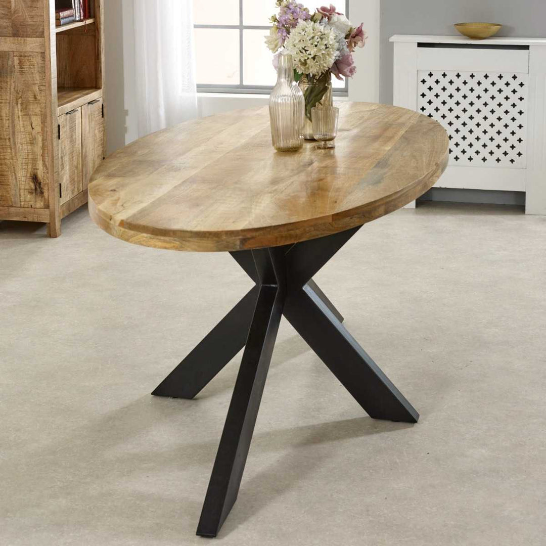 Surrey Solid Wood & Metal Oval Dining Table 6-8 Seater