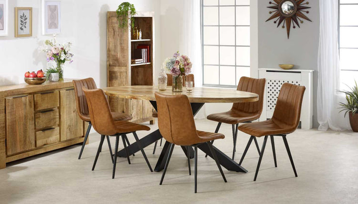 Surrey Solid Wood & Metal Oval Dining Table 6-8 Seater