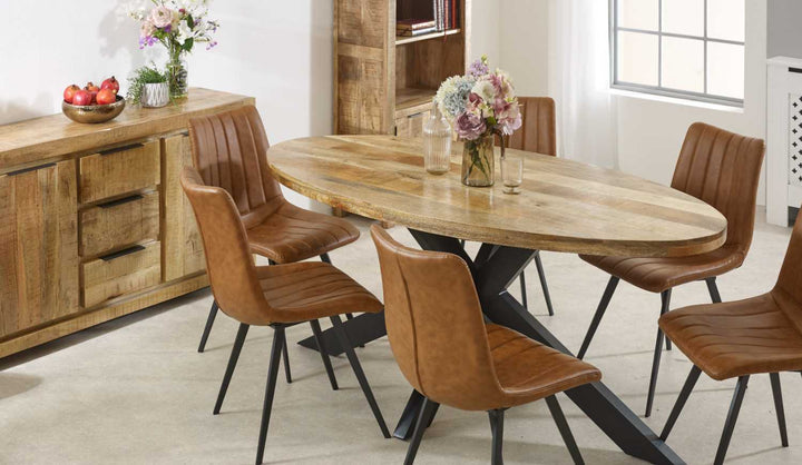 Surrey Solid Wood & Metal Oval Dining Table 6-8 Seater