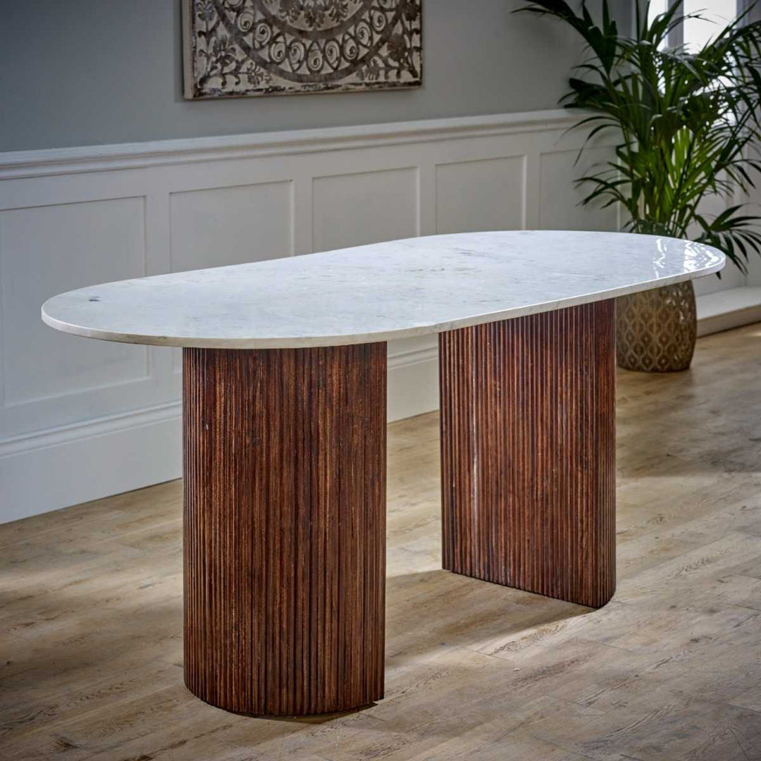 Opal Mango Wood Dining Table 170Cm With Marble Top